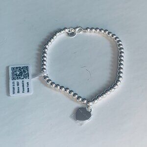 Authentic Tiffany Return To Tiffany SILVER Heart Tag Bracelet Size 7.5in - 8.3in